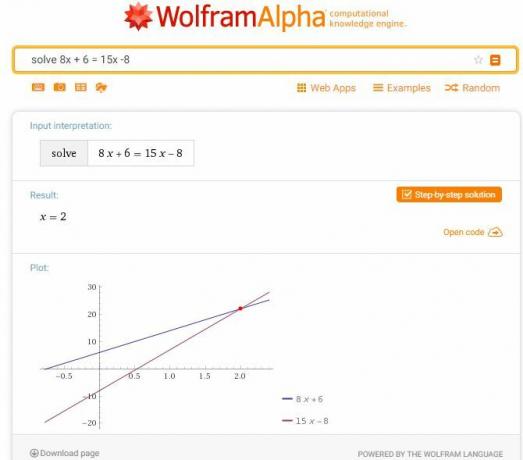 Уравнение на уравнение Wolfram Alpha