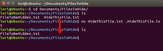 Скриване на файл с помощта на терминала в Linux