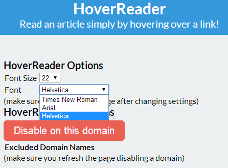 Hover четец-Settings