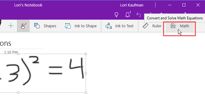 Кликнете върху Math в раздела Draw