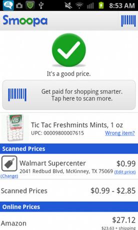 Платете, за да пазарувате по-интелигентни с Smoopa [Android 1.6+ и iOS] smoopa проверка на цената