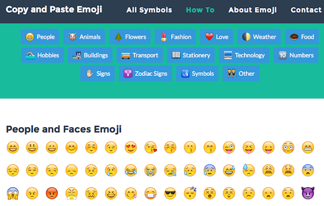 Емотиконите-Текстови Faces-емотикони-копиране и поставяне-Emoji