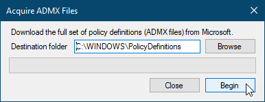 Придобийте диалоговия прозорец ADMX Files в Policy Plus