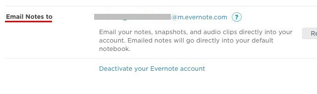 Evernote-мейл-ID