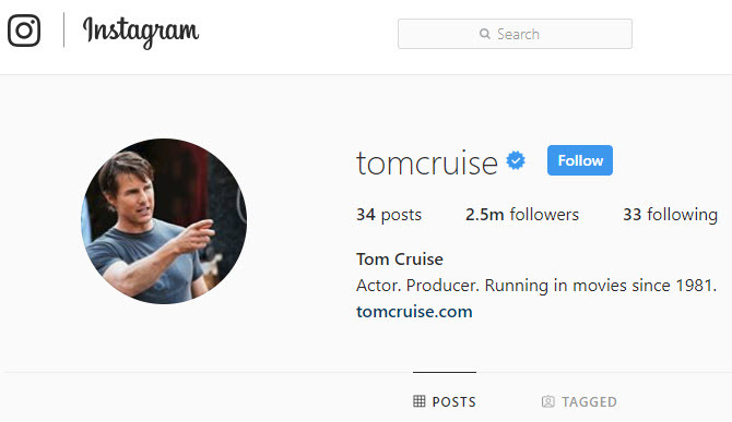 Том Круз--Потвърден-Instagram