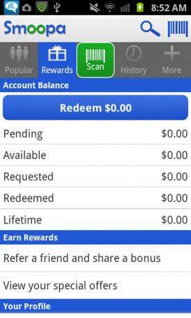 Платете, за да пазарувате по-интелигентни с Smoopa [Android 1.6+ и iOS] баланс за награди на smoopa
