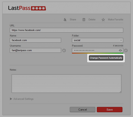 LastPass за промяна парола автоматично