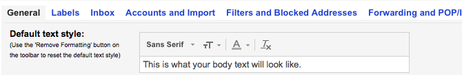 Gmail текст стил