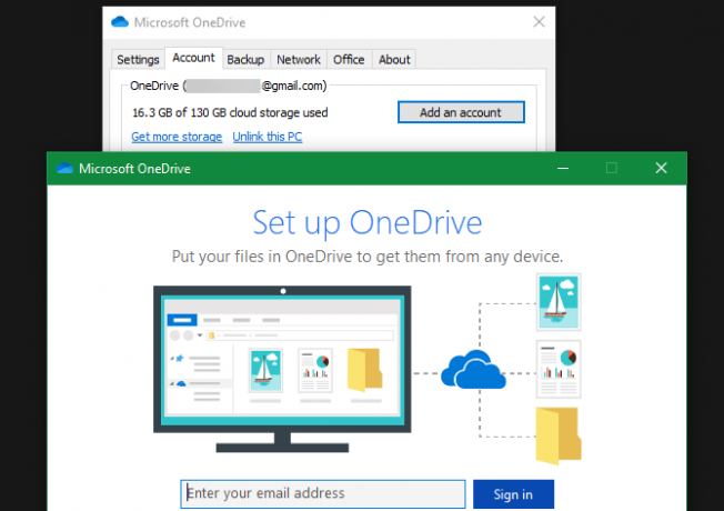 OneDrive Добавяне на нов акаунт за Windows