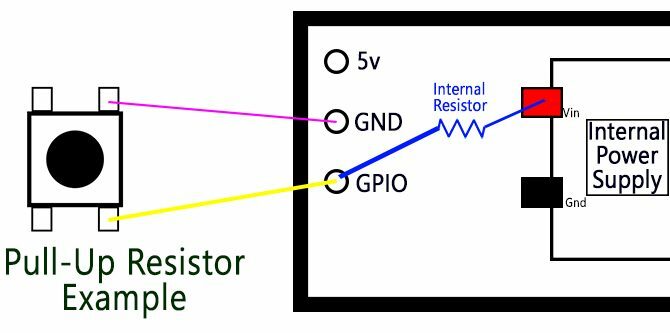 Примерна схема на издърпващ резистор