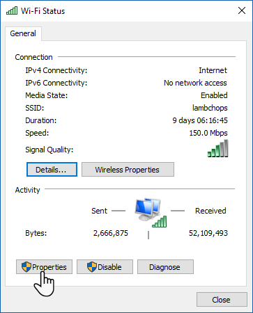 Как да изключите Wi-Fi при свързване на Ethernet в Windows 10 WiFi статус 1