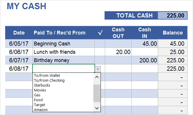 електронна таблица за проследяване на пари