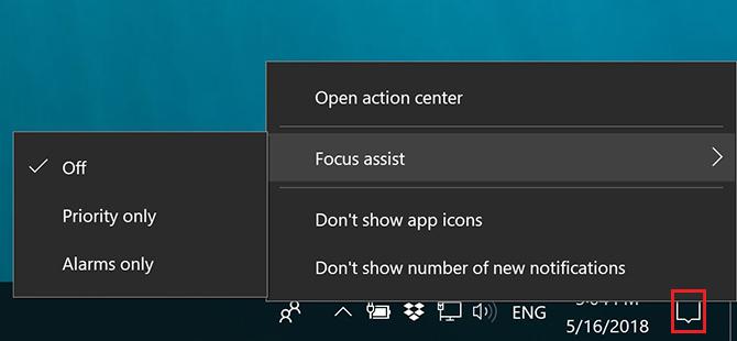 Как да използвате Windows Focus Assist (бивш тихи часове) Focus Assist 2