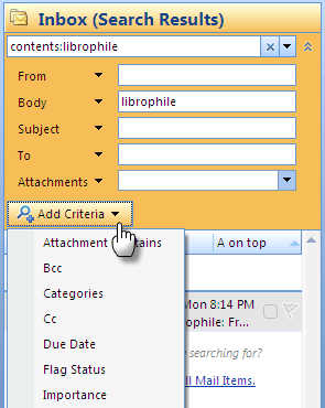 6 начина за търсене на имейли в незабавно търсене на Outlook 20075