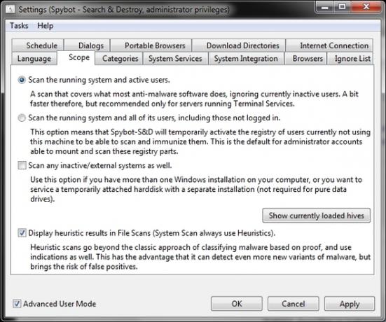 Spybot - Търсене и унищожаване: Простият, но ефективен път за почистване на вашия компютър от зловреден софтуер Разширени настройки