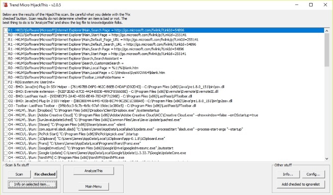 Вземете Geeky и поправете вашия компютър с HijackThis Hijack This Screenshot 3