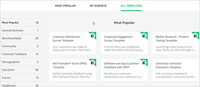 Шаблони на SurveyMonkey