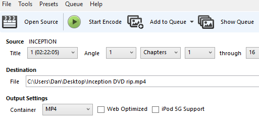 5 лесни стъпки за копиране на цял DVD на вашия твърд диск Стартово кодиране на ръчната спирачка