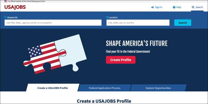 USAJOBS Търсене на работа Главна страница