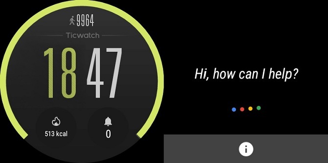 ticwatch s екран за износване на Android