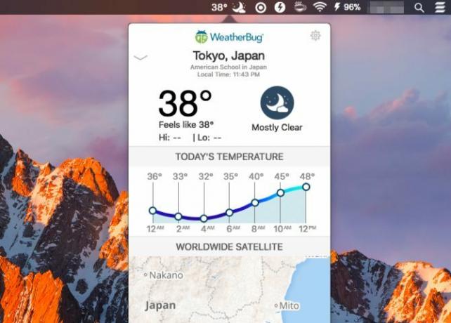 weatherbug-Mac Приложения за меню Меню