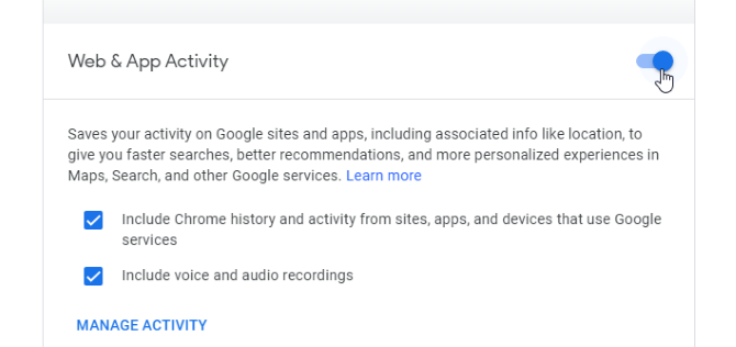 Деактивиране на проследяването на уеб приложението в дейностите на Google