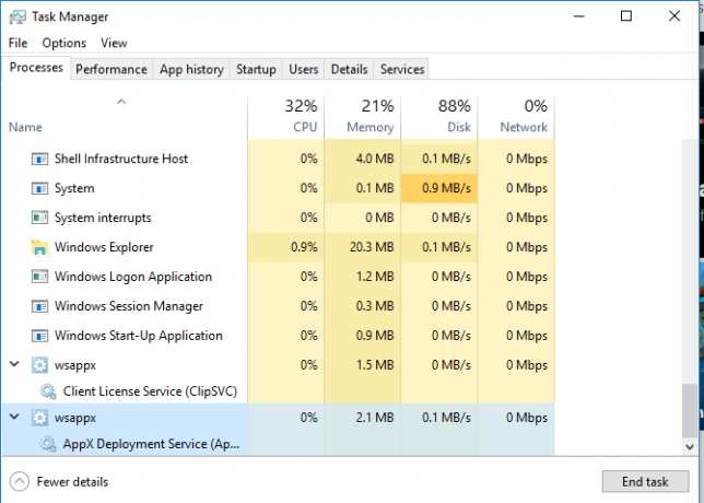 какво е wsappx и защо високият cpu ram издава Windows 10