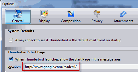 Синхронизирайте вашите контакти в Google, календар и RSS в Thunderbird thunderbirdoptions