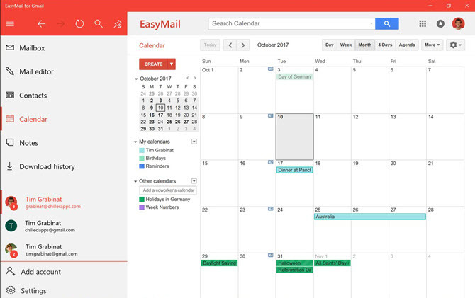 EasyMail за изглед на Gmail Календар