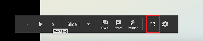 Създавайте преходи в режим на пълен екран на Google Slides Toolbar