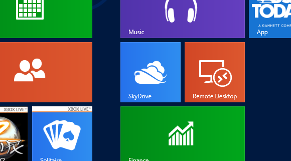 Плочката SkyDrive трябва да се намери на началния екран на Windows 8