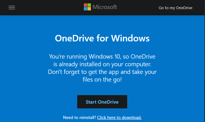 Сайт за Windows 10 OneDrive