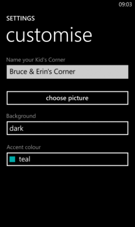 muo-WindowsPhone-KidsCorner персонализиране