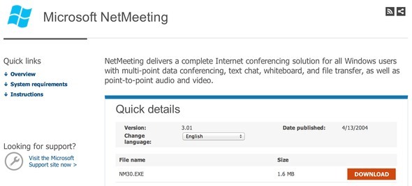 Съветвам ви шапка към вас, Microsoft NetMeeting downloadnetmeet