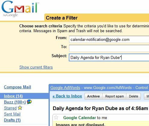 Освободете времето си с актуализации на Google Календар, блог и статус gmailfilter5