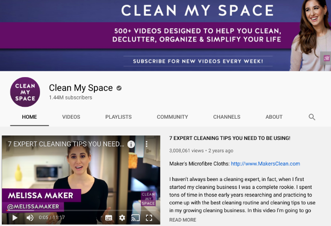 Clean My Space е един от най-добрите канали в YouTube за почистване и организиране на домове