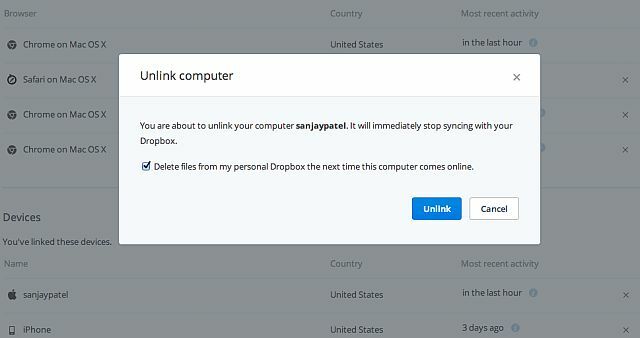 Dropbox-Pro-Прекратяване на връзката-Device-дистанционно Wipe