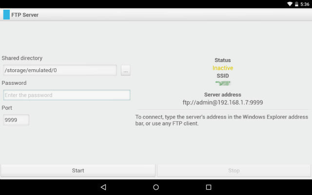 AndroidFTP-твърдо Explorer-сървър