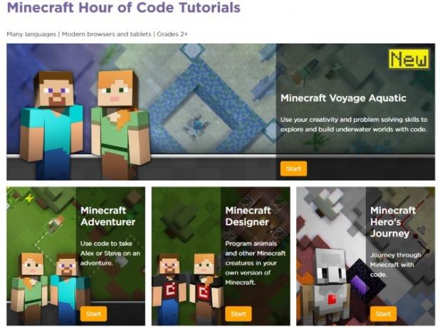 Изберете от четири урока за код на Minecraft Hour of Code