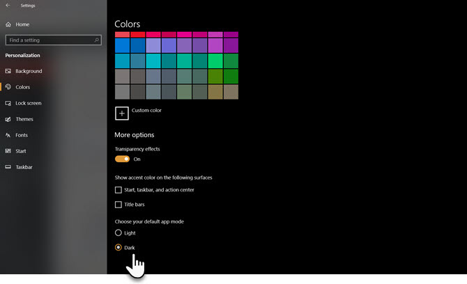 Тъмен режим на Windows 10