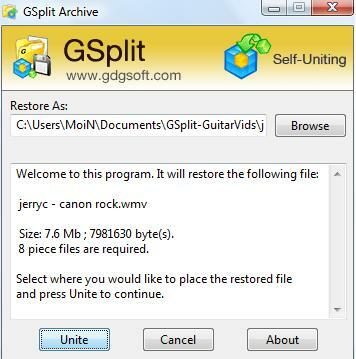 gsplit -split големи файлове в по-малки