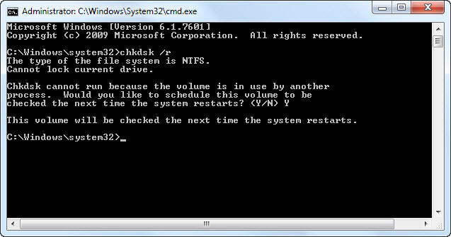 Chkdsk-р-график на кратковременно