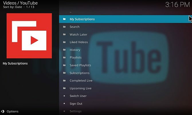 Как да инсталирате и използвате YouTube Kodi Add-On - добавено начално меню