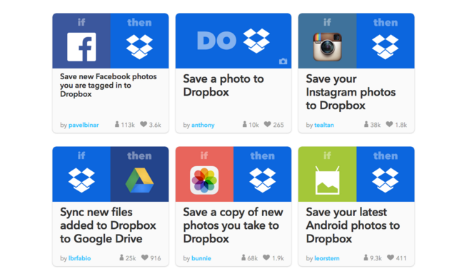 IFTTT Dropbox Рецепти