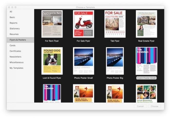 Как да създадете впечатляващи страници документи и шаблони на Mac Изберете шаблон