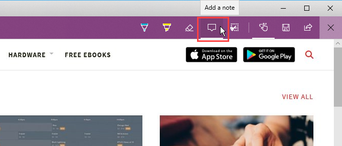 Кликнете върху Добавяне на бележка в Edge