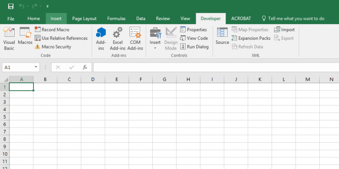 Как да отключите раздела за скрити програмисти в Excel Excel Developer2 e1498496763327