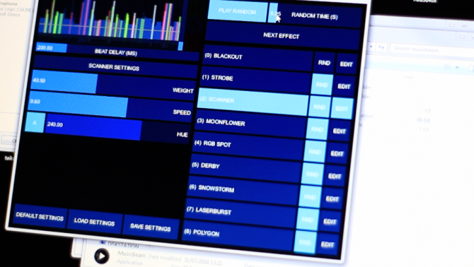 Настройки за виртуално лазерно шоу на MusicBeam