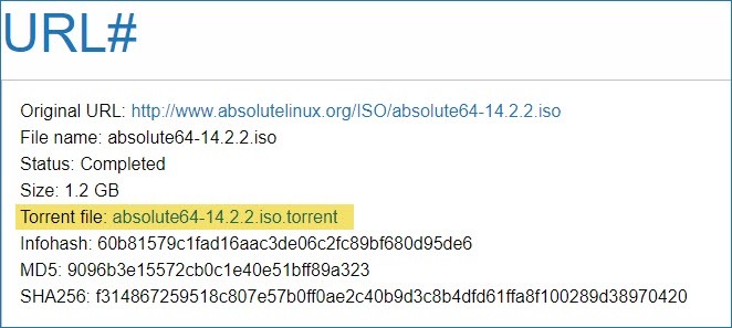 Как да създадете торенти за големи изтегляния на файлове URLHash Torrent файл