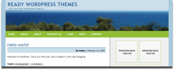 Най-добрите 12 безплатни WordPress теми с вградено рекламно пространство синьо зелено